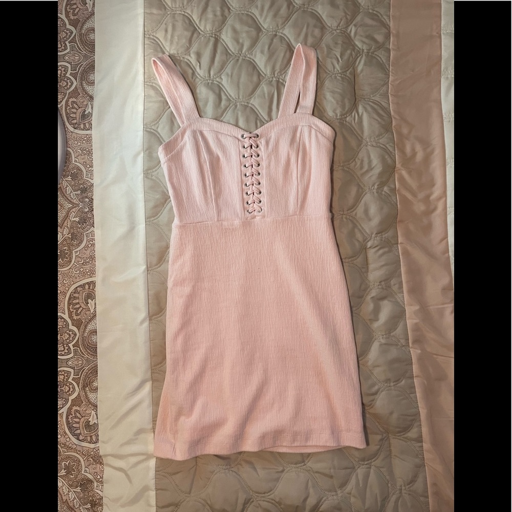 Forever 21 lace front pastel pink mini dress